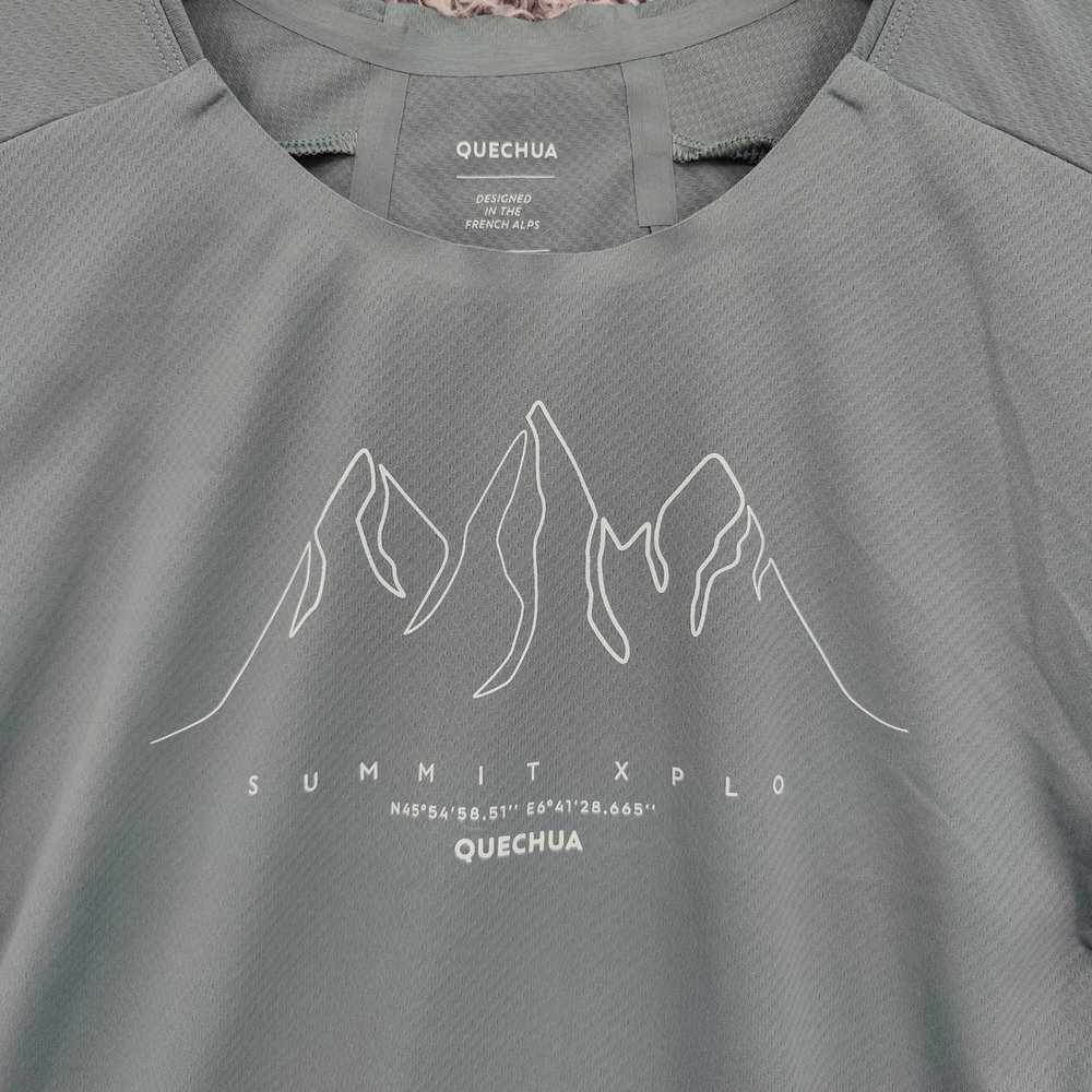 Quechua Women Gorpcore Hiking Activewear Tee L Green Cedar Summit Xplo Mountain
